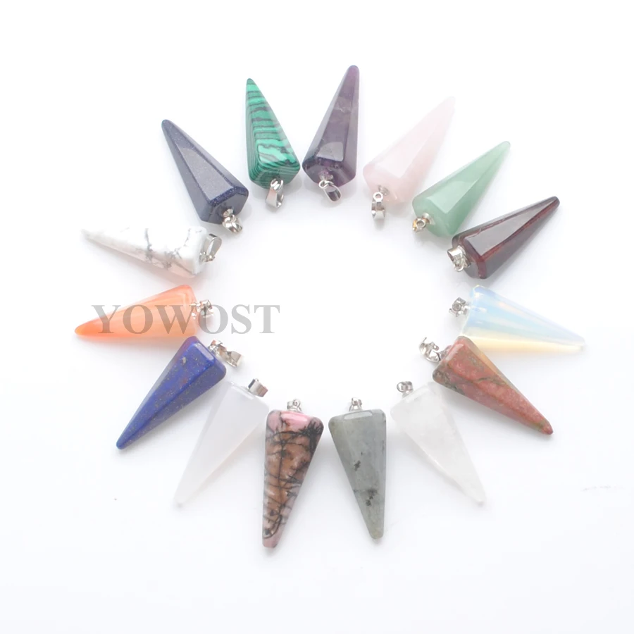 10 шт. натуральные необработанные камни камень кулоны из нержавеющей стали точка