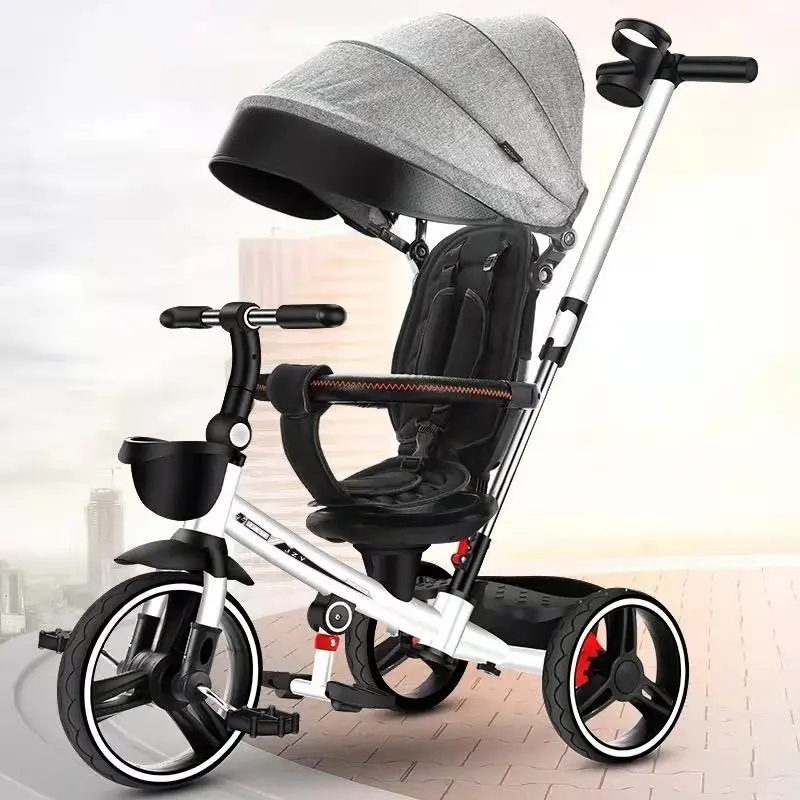 Children's tricycle can be folded and rotated without installation baby bicycle 1-5 years old portable baby stroller artifact
