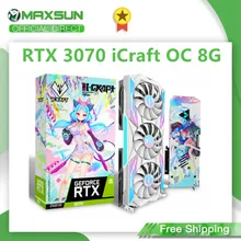 MAXSUN Plein Nouveau GeForce RTX 3070 iCraft OC 8G GDDR6 GPU 8nm NVIDIA Ordinateur PC 256Bit DP * 3 Jeu Vidéo Carte Graphique