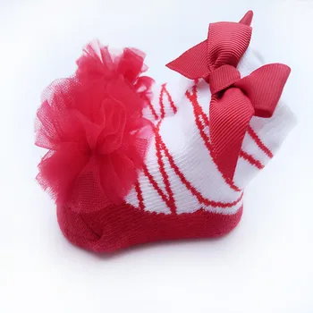 

New Fashion Baby Girls Short Socks Cute Big Butterfly-know Infant Toddler Lace Princess Sock Hot Christmas Party Socks