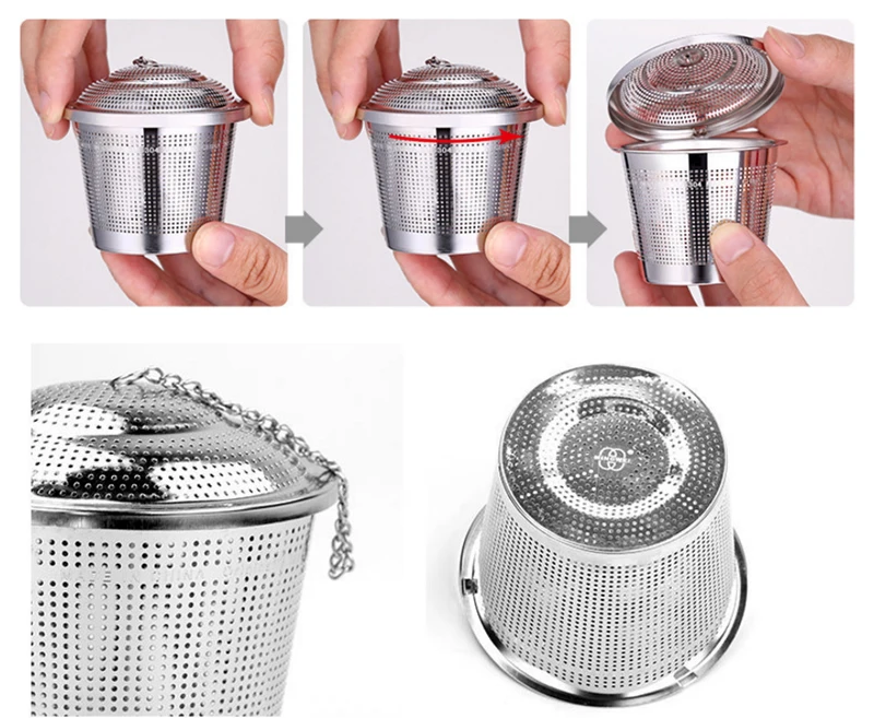 Stainless Steel Tea Squeezer Mesh Infuser Filter Strainer Brew Herbal Spice LE