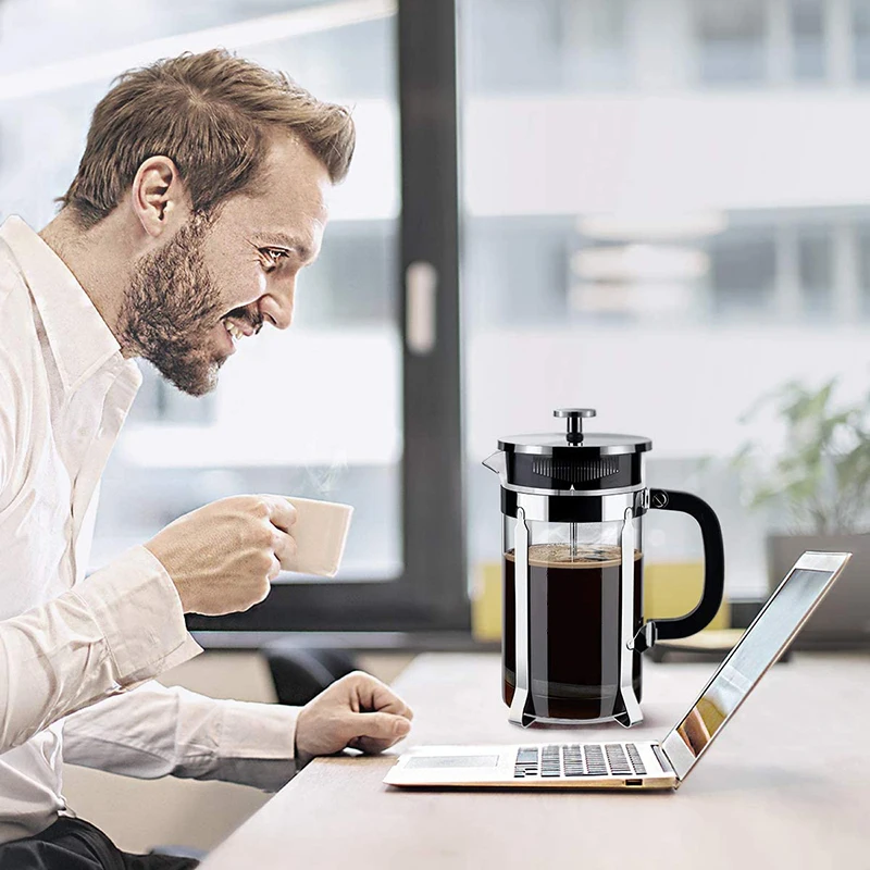 French Press Coffee Maker & Large Capacity Manual Heat Resistant Stainless Steel Glass Transparent Manual Coffee Tea Percolator coffee maker french press coffee press coffee press