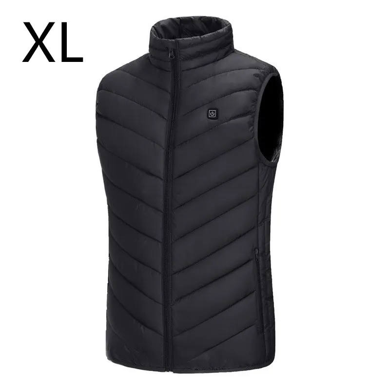 Уличный мужской жилет с электрическим подогревом, USB нагревательный жилет, зимняя Тепловая ткань, перо, горячая Распродажа, походная теплая куртка для охоты - Цвет: black xl