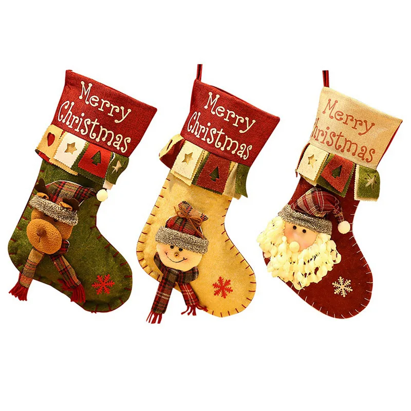 

Christmas Gift Bag Christmas Gift Socks Plush Christmas Stocking with Hanging Rope for Xmas Tree Ornament