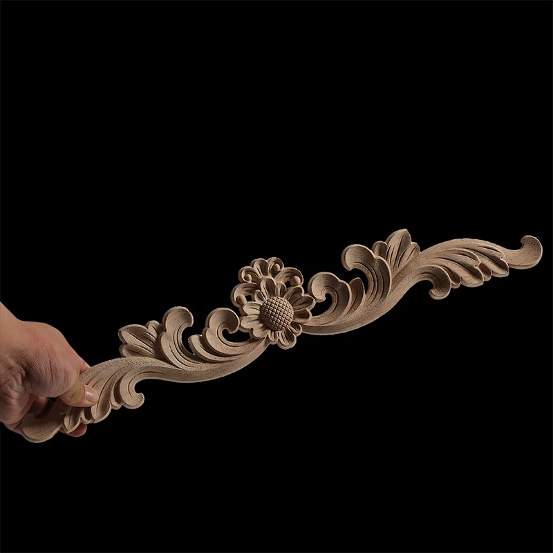 Unpainted Exquisite Classical Wood Decal Onlay Wood Applique Mouldings Floral Corner Wooden Furniture Decoration Accessories ornament crafts miniature ornament wooden figurine crafts glass fruit pendants