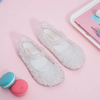 

Children's Sandals Summer Nest Hollow Jelly Kids Shoes Girls Princess Hole Twinkling Fashion Soft Crystal Shoes Baby Beach Shoes