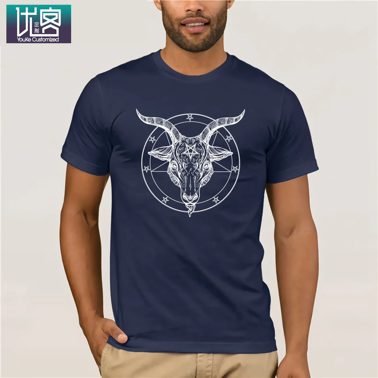 Мужская футболка BAPHOMET пентаграмма сатантическая оккультная Церковь Сатаны козла готика S-5XL мужские Уникальные хлопковые футболки с короткими рукавами и круглым вырезом