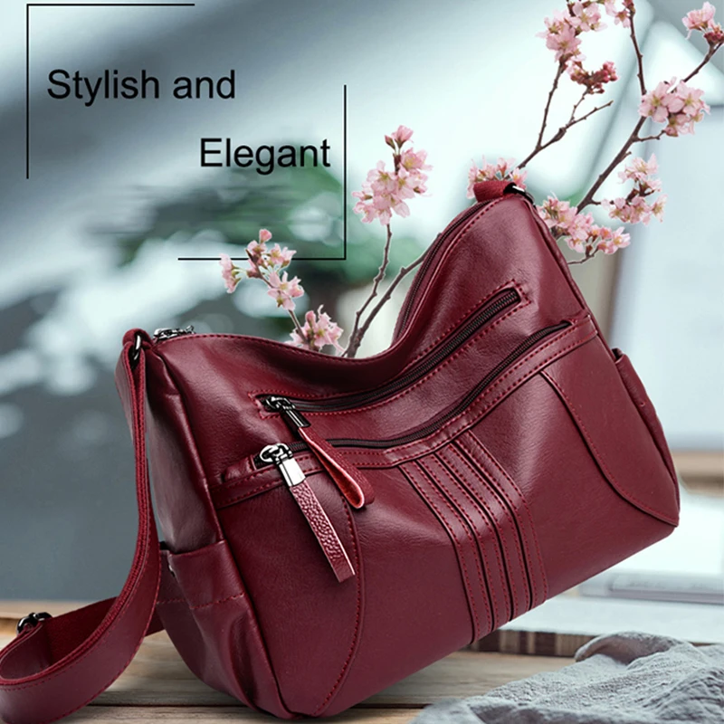 

High Quality Pu Shoulder Bag Large Capacity Solid Color Simple Messenger Bag With Adjustable Shoulder Strap