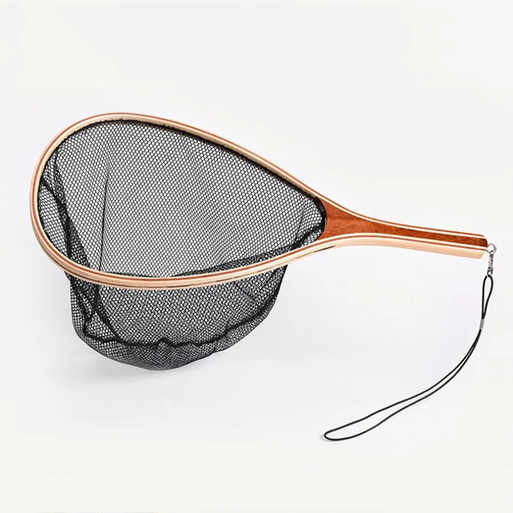 

Fly Fishing Trout Landing Net Set Monofilament Nylon/Soft Rubber Fishing Network with Lanyard Rope