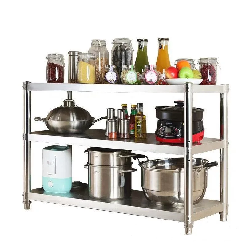 Stainless Steel Kitchen Racks, 3-Layer Microwave Oven Storage Rack, Household Storage