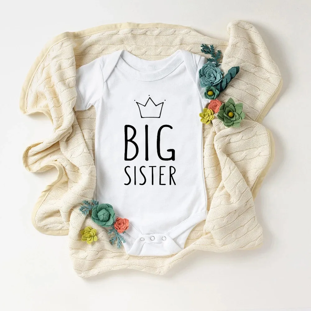 

Crown Big Sister Print Baby Bodysuit Newborn Clothes Cotton Body Baby Girl Boy Bodysuits 0-18M Infant Clothes 4 Colors