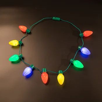 

LED Light Up Christmas Bulb Necklace Glowing Party Favors Xmas Accessories Christmas Decoration For Home