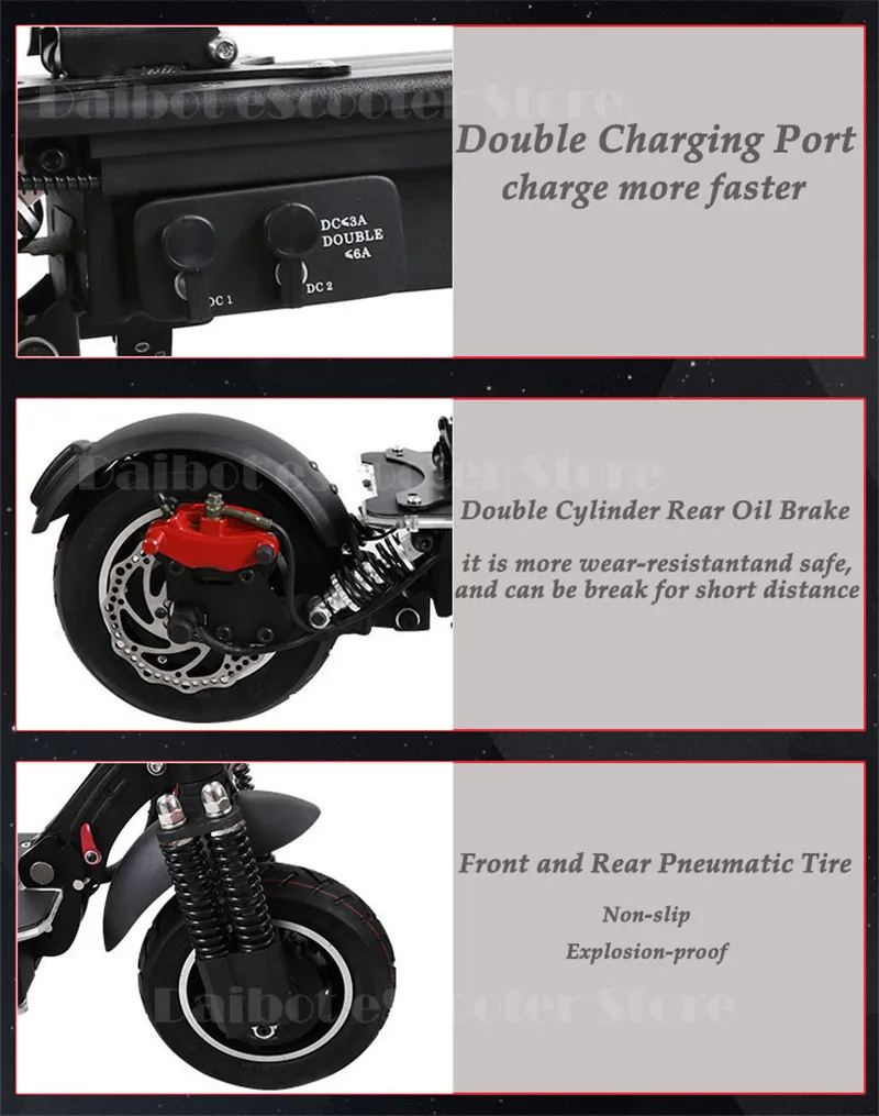 UBGO Powerful Electric Scooter 10 Inch 52V60V Two Wheel Electric Scooters Double Drive Electric Scooter 2000W Motor for Adults  (16)