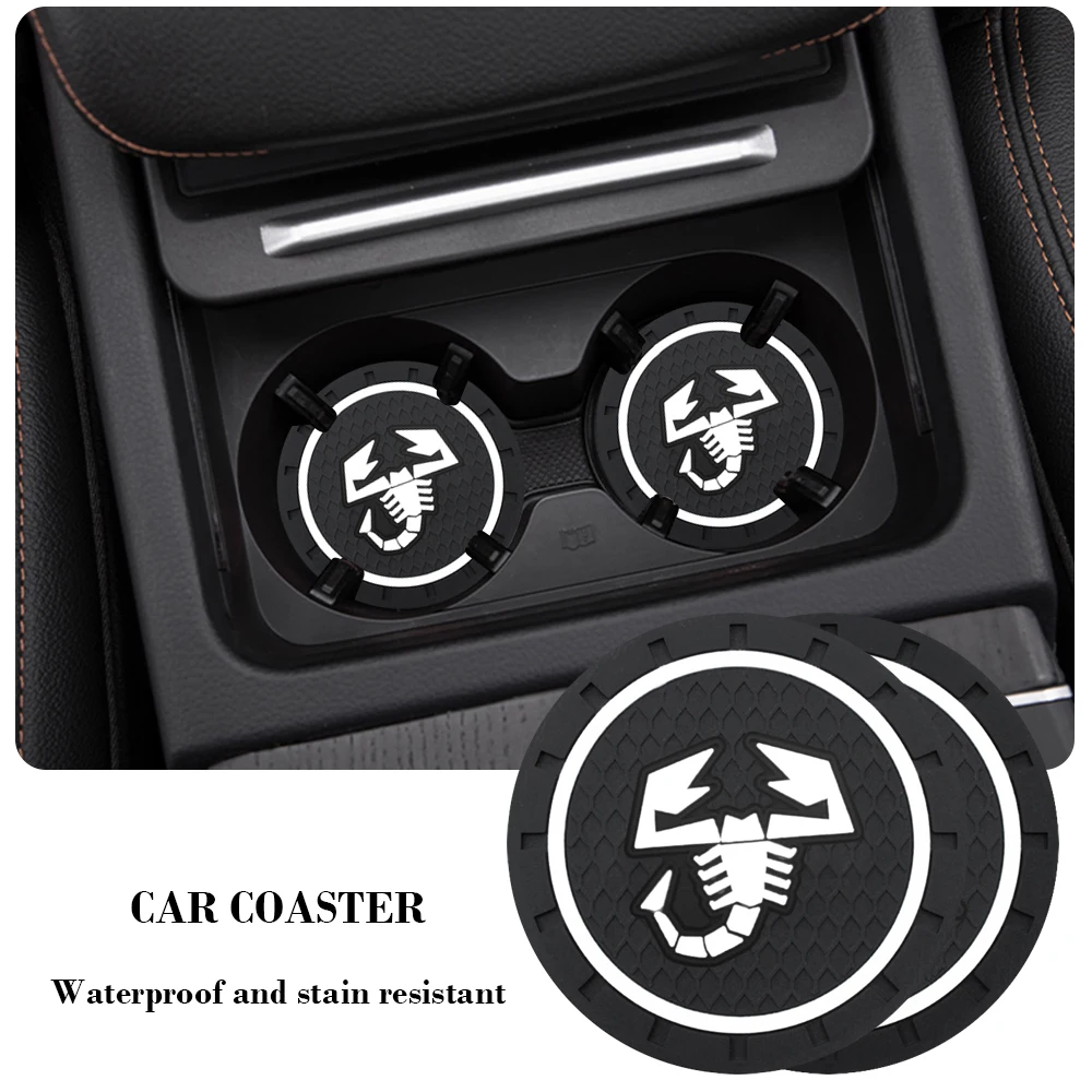 

2PCS Car Cup Coaster Anti-slip Pad Cup Holder Mat Pad Bottle Built-in Car Styling For Abarth 500 Stilo Ducato Palio Bravo Doblo