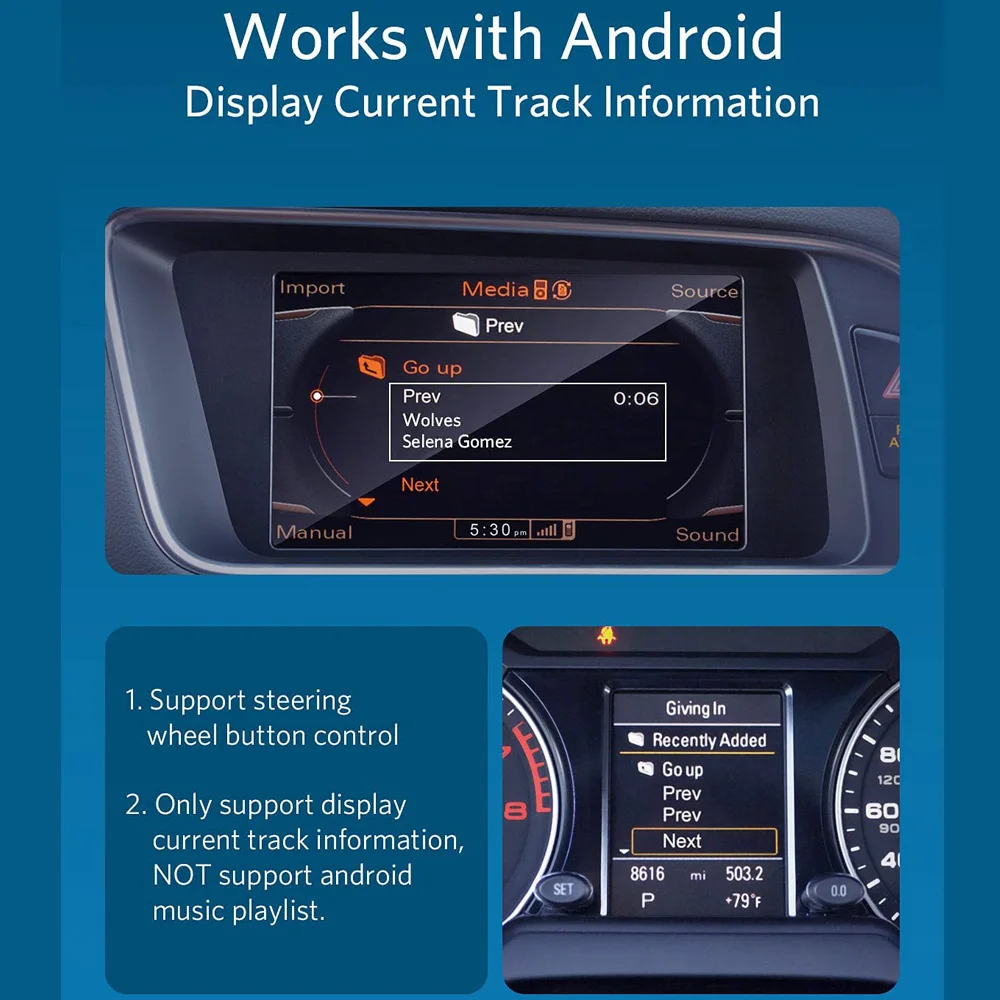 Audi 2004-2009 mmi ami 2g 3g ipod音楽インターフェース用のBluetooth