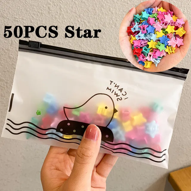 30/50PCS/Set Girls Cute Colorful Flower Star Mickey Small Hair Claws Kids Sweet Hairpins Hair Clips Fashion Hair Accessories 50pcs star