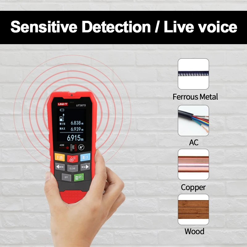 UNI-T 4 In 1 Metal Detector UT387E UT387S UT387LM Wall Scanners Wood AC Voltage Live Wire Stud Finder Wall Detector For Home 2