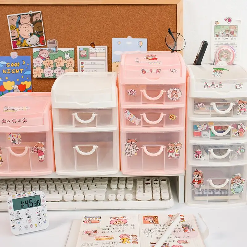 Коробка для хранения MINKYS Kawaii креативная 1/2/3 слоев ящик рабочий стол органайзер