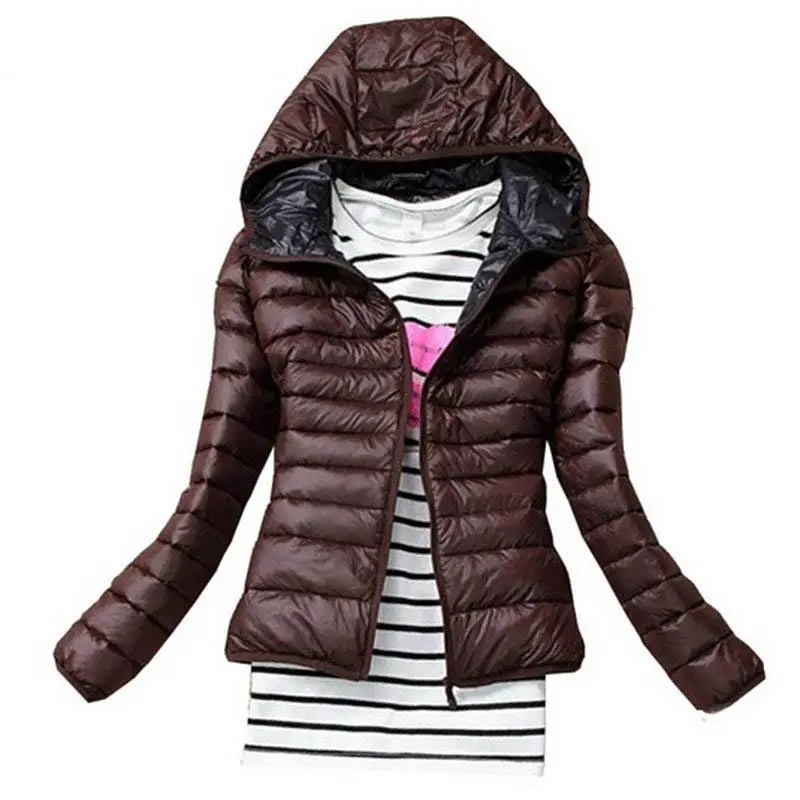 Осень зима Женская Базовая куртка пальто женское приталенное с капюшоном Брендовое хлопковое Пальто повседневные Черные куртки - Color: Khaki