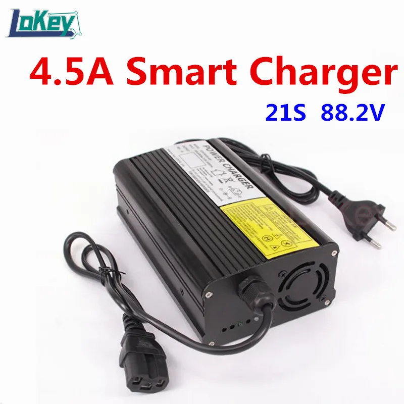 

72V 4.5A Smart Charger Safe Quiet And Easy To Heat 21S 88.2V Lithium Li ion battery Charger Aluminum Case Fast Charger