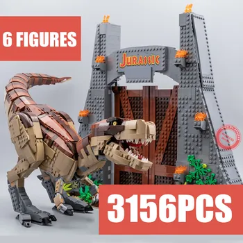 

New Jurassic World T.REX RAMPAGE Park Fit Dinosaur 2 Dinosaur Figures Bricks Compatible LeGINGlys 75936 Toys For Children dino