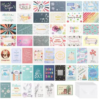 

Partykindom 48PCS All Occasion Greeting Cards with 48PCS Envelopes Includes Birthday Wedding Thank You Sympathy Cards Assortment