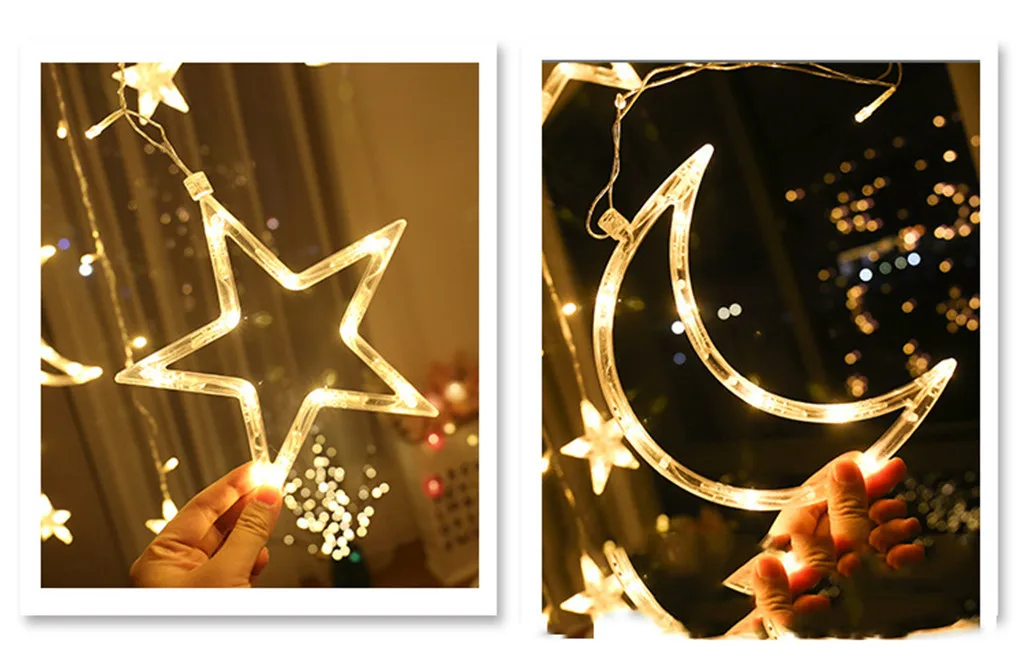 Светодиодный светильник-гирлянда со звездами, Рождественский светильник, декоративный светильник для занавесок, свадебные неоновые рождественские украшения для дома, светодиодный светильник 220 В, TDH