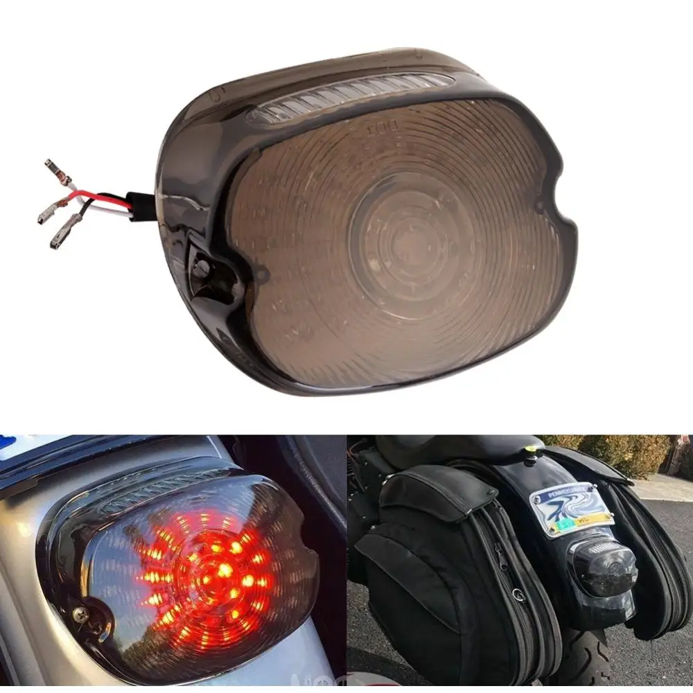  Motorcycle Smoked Low Short Laydown LED Integrated Brake Taillight Turn Signals For Harley Dyna Spo - 4000082557489