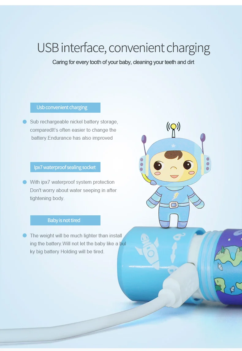 Children Electric Toothbrush Cartoon Pattern Automatic Musical Kids Music USB Charging Children Electric Toothbrush for Kids