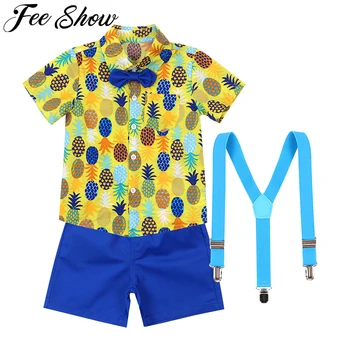 

Baby Boy Clothes Boys Pineapple Printed Shirts Cotton Shorts 2-6 Years Kids Fashion Gentleman Summer Outfit Casual Clothing Sets