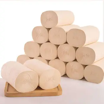 

New 10 Rolls Soft Unbleached Toilet Paper Home Hotel Bathroom Kitchen Office Tissue
