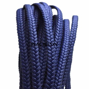 

10m/lot approx 8*3mm blue braided flat Leather Cord For DIY Necklace Bracelet Making String Rope Thread Jewelry Making Materials