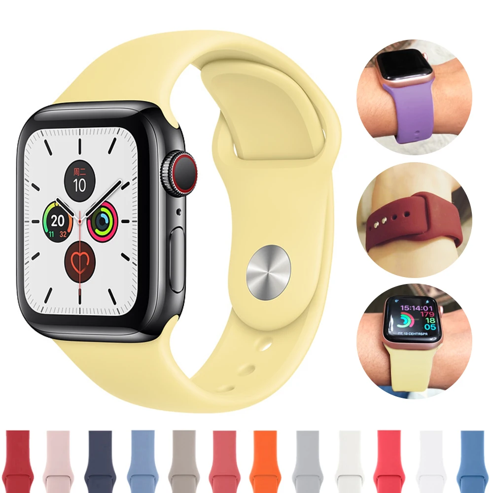 Soft Silicone Replacement Sport Band For 38mm Apple Watch Series1 2 3 4 5 42mm Wrist Bracelet Strap For iWatch Sports Edition