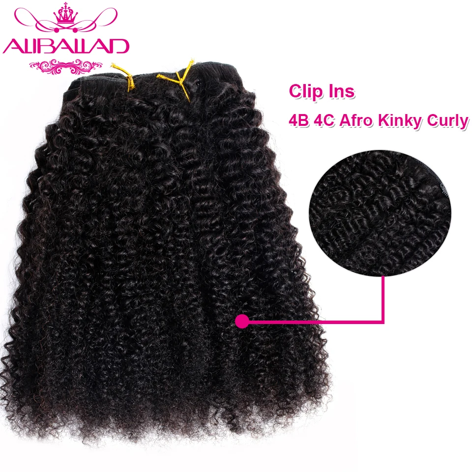 Clip In Human Hair Extensions Mongoolse Afro Kinky Krullend Weave 4B 4C Remy Menselijk Haar Clip In Hair Extensions 7 stks/set 120 Gram