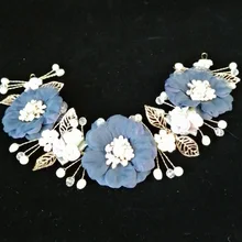 Роскошная свадебная тиара, свадебное кольцо на носителя, гребень, гирлянда, украшение для волос, аксессуары, корейский темно-синий 3D Флора, Rhinestonel, повязка для волос