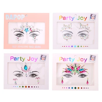 

4Pcs Face Jewelry Face Stickers Crystal Acrylic Exquisite Beautiful Face Jewelry Face Stickers for Cosplay Shows Festivals