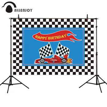 

Allenjoy Race Car Birthday Backdrop Customized Boy Racing Party Decorations Background Photocall happy birthday party banners