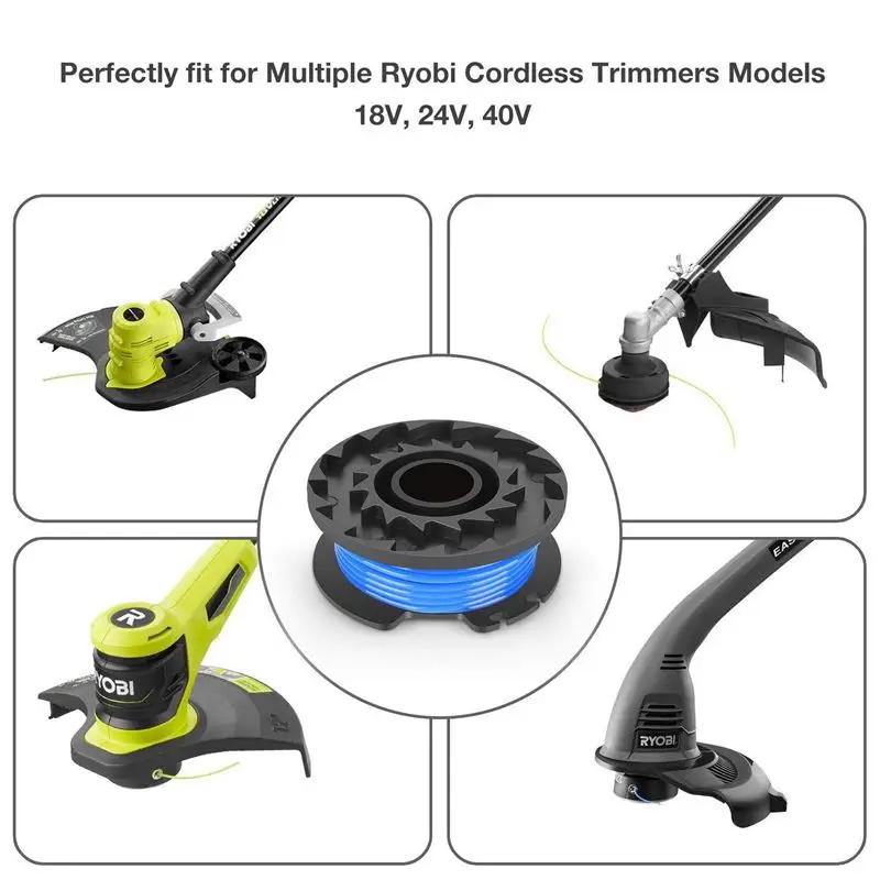 Строка триммеров Ryobi 0 065 дюймов Autofeed для замена катушки 18V 24V 40V Аккумуляторный 4 шт.