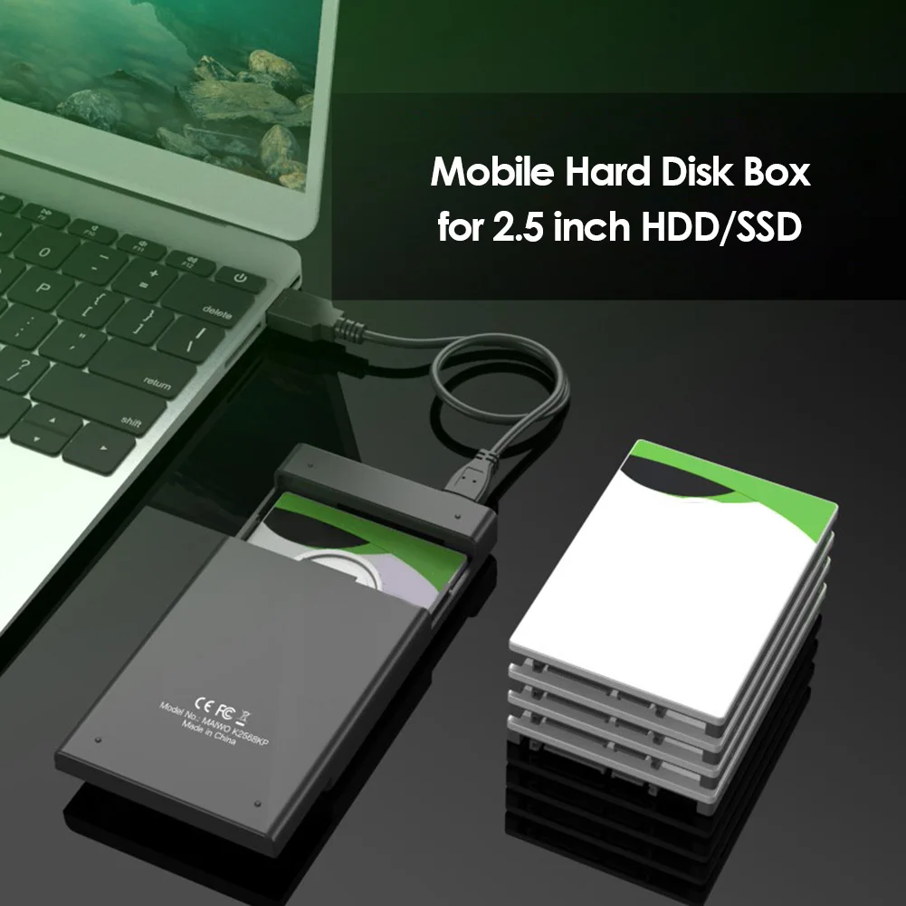 external hard drive box HDD SSD Case 2.5 inch SATA III II to USB 3.0 AES256 Password Encryption External Hard Drive Enclosure with Light hard drive box usb
