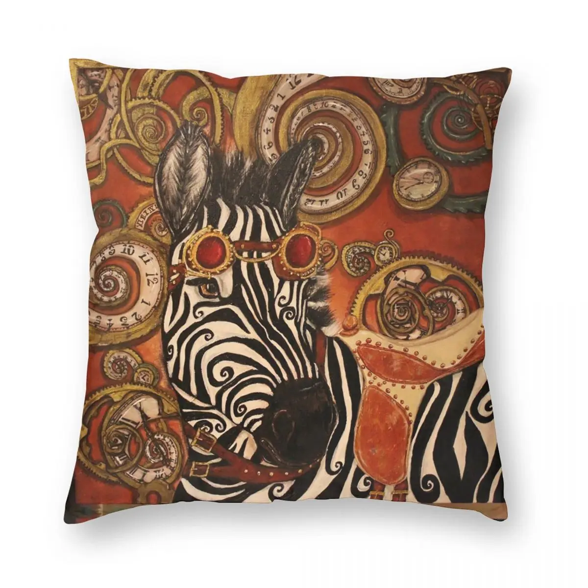 

SteamPunk Zebra Square Pillowcase Polyester Linen Velvet Creative Zip Decor Car Cushion Cover 45x45