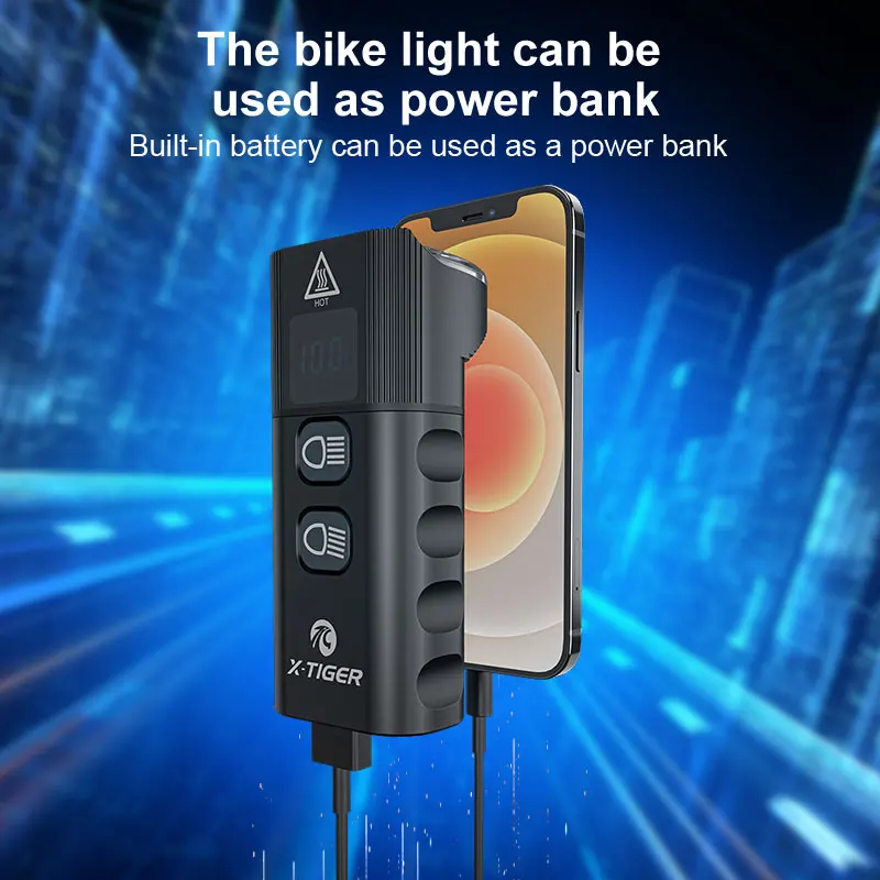 X-Tiger QD-1301 Cyklistická svítilna odolná proti dešti USB dobíjecí LED 2400 lumenů - Image 5