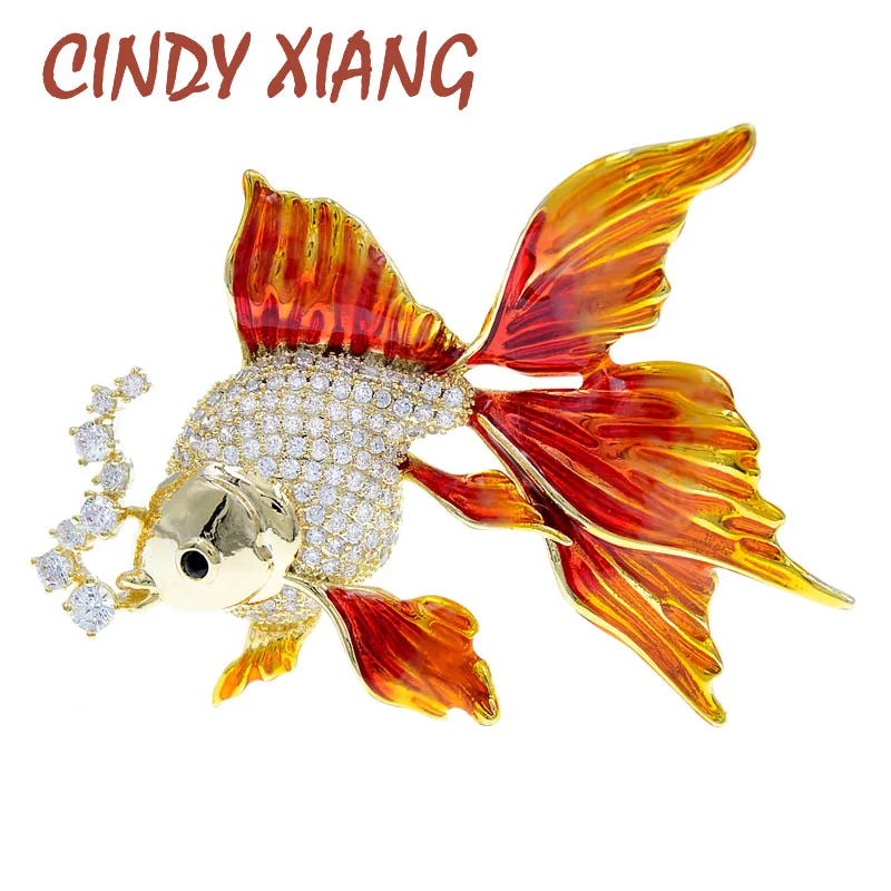 CINDY XIANG CZ хрустальные золотые броши Рыба для женщин новый год модная брошь с