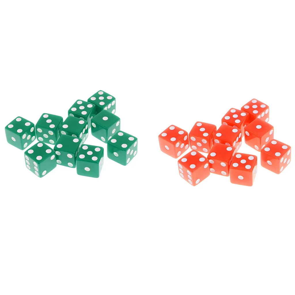 20Pcs 16mm D6 6 Sided Dices White Dotted for DND TRPG MTG Party Fun Toy Gift