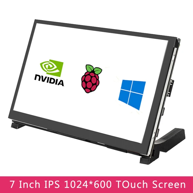 Raspberry Pi 7 Inch Touch Screen IPS 1024x600 HD LCD HDMI-compatible Display + Holder for RPI 4B 3B+ 3B PC Secondary Screen 1