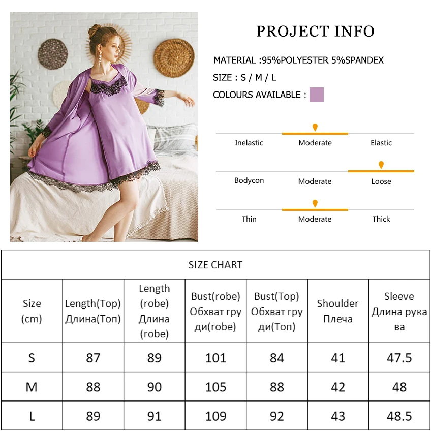 Waliicorners Outfits Satin Robes Pajama Nightdress Spaghetti Strap Set Lace Patchwork Robe Sets 7 H0aa8e9c3f245420fbb4a8ac0057a0128M