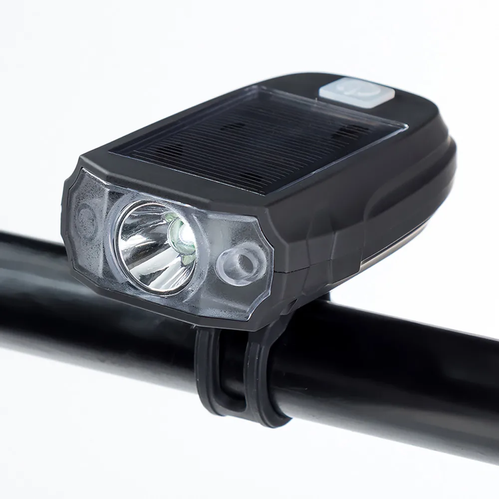 Водонепроницаемый велосипедный светодиодный светильник на солнечной батарее, перезаряжаемый через USB, лампа на колесиках, аксессуары - Цвет: Белый