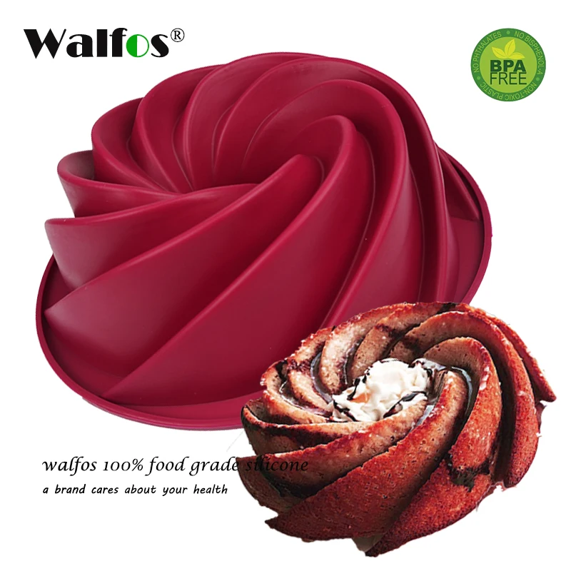 WALFOS Food Grade 25*9 CM Big Swirl Shape Silicone Butter Cake Mould Baking Form Tools For Cake Mold Bakery Baking Dish Bakeware
