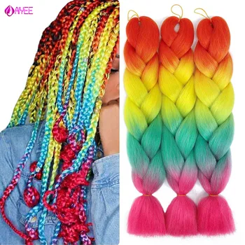 

24inches Crochet Braids Hair Jumbo Ombre Color Jumbo Crochet Braiding Hair Extension for Women Bulk Hair Pink Red Blonde Color