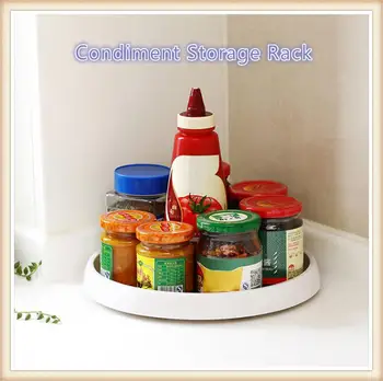 

Home Convenient Rotatable Condiment Storage Rack Creative Rotating Kitchen Storage Tray Kitchen Rotating Spice Rack Accessories