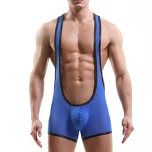 Сексуальный комбинезон, сетчатый прозрачный дышащий комбинезон, шорты, Мужской Цельный купальник, для геев, для борьбы, майка, Манкини, нижнее белье